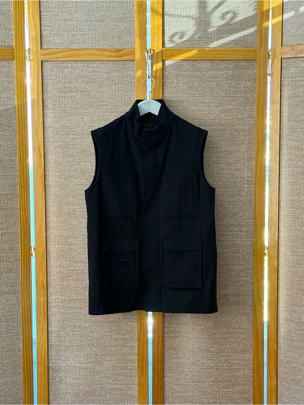 Calvin Klein Collection Black Utility Vest with High Collar